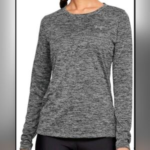 Under Armour Women's Tech Twist Crew Long-Sleeve T-Shirt Sz M  Black/Graphite